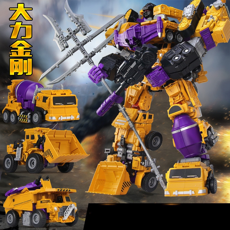 Jinjiang ของเล่นเสียรูป King Kong หกตัวรถวิศวกรรม GT Hercules bulldozer ยกรถขุดของเล่นการศึกษา