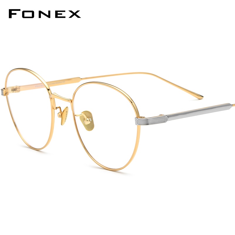 FONEX Titanium Glasses Frame Women Retro Round Prescription Eyeglasses