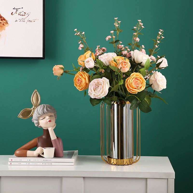 Highquality wet simulation rose bouquet fake flowers living room