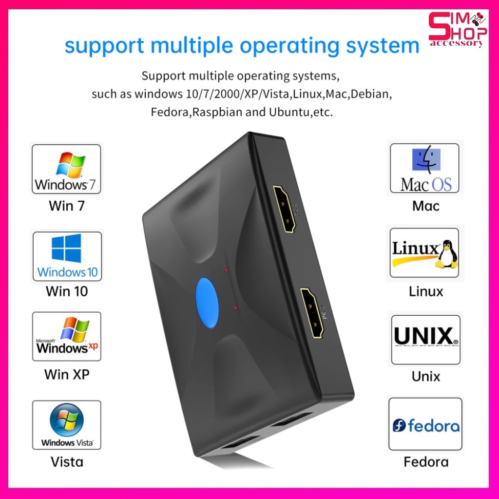 2 Port HDMI KVM Switch, Yinker Desktop HDMI KVM Console 4K30Hz KVM