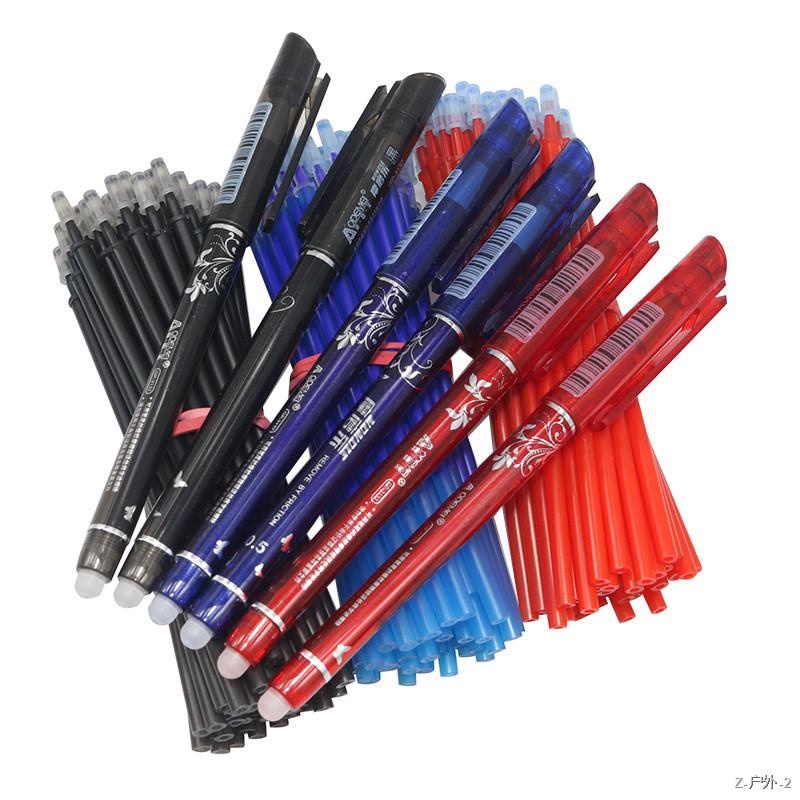 2+50Pcs/Set 0.5mm Blue Black Ink Gel Pen Erasable Refill Rod Erasable Pen Washable Handle School