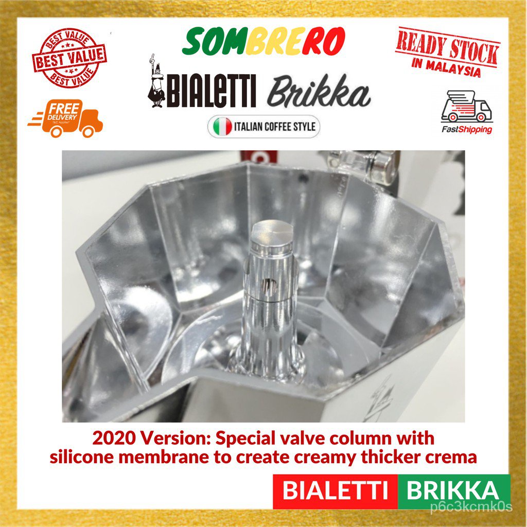 NEW 2020 BIALETTI BRIKKA MOKA POT NEW VALVE SYSTEM THICKER CREAMY