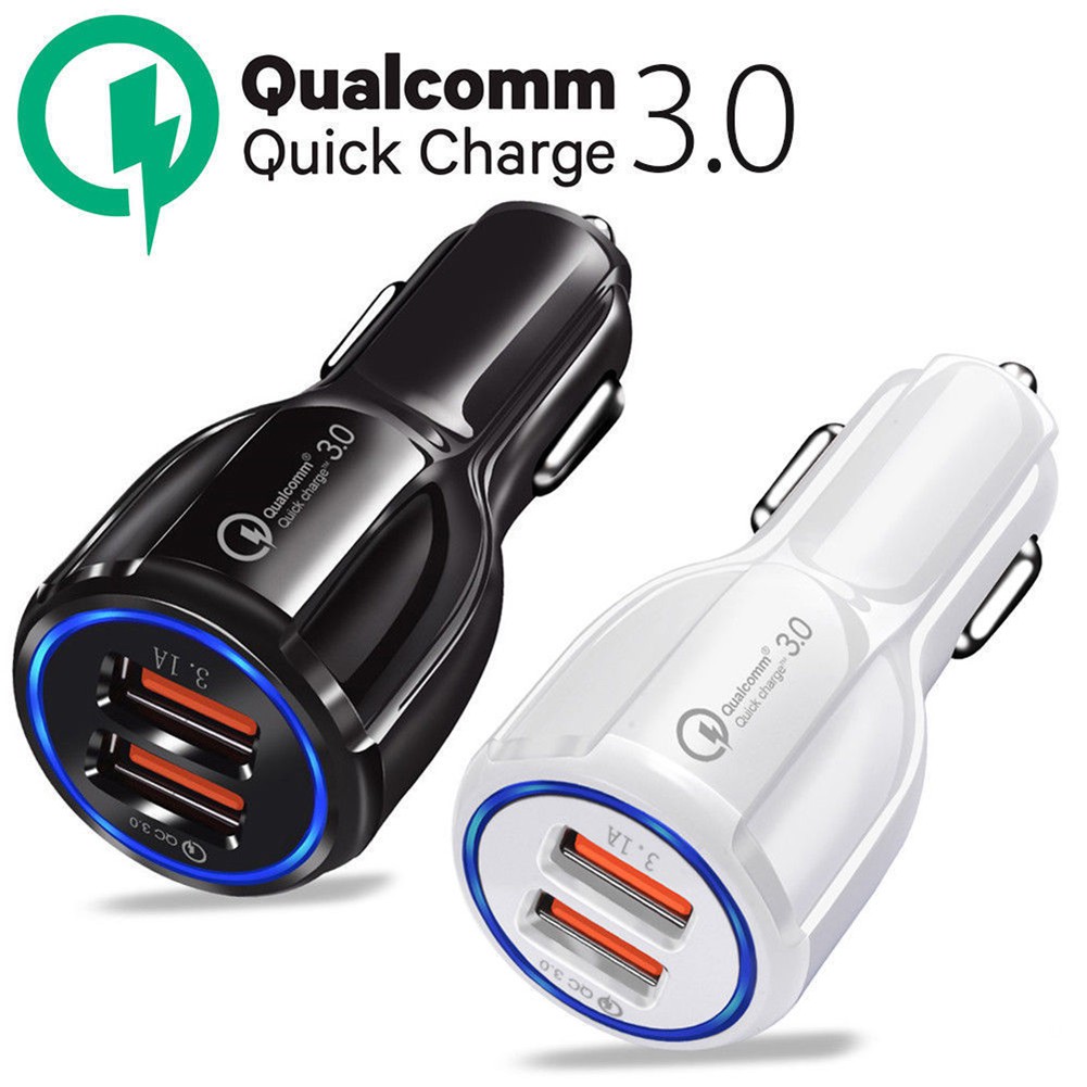 QC3.0 Certified Quick Charge Dual 2 USB Port Fast Car Charger 36W Accessory 53An uejg_hyvfc