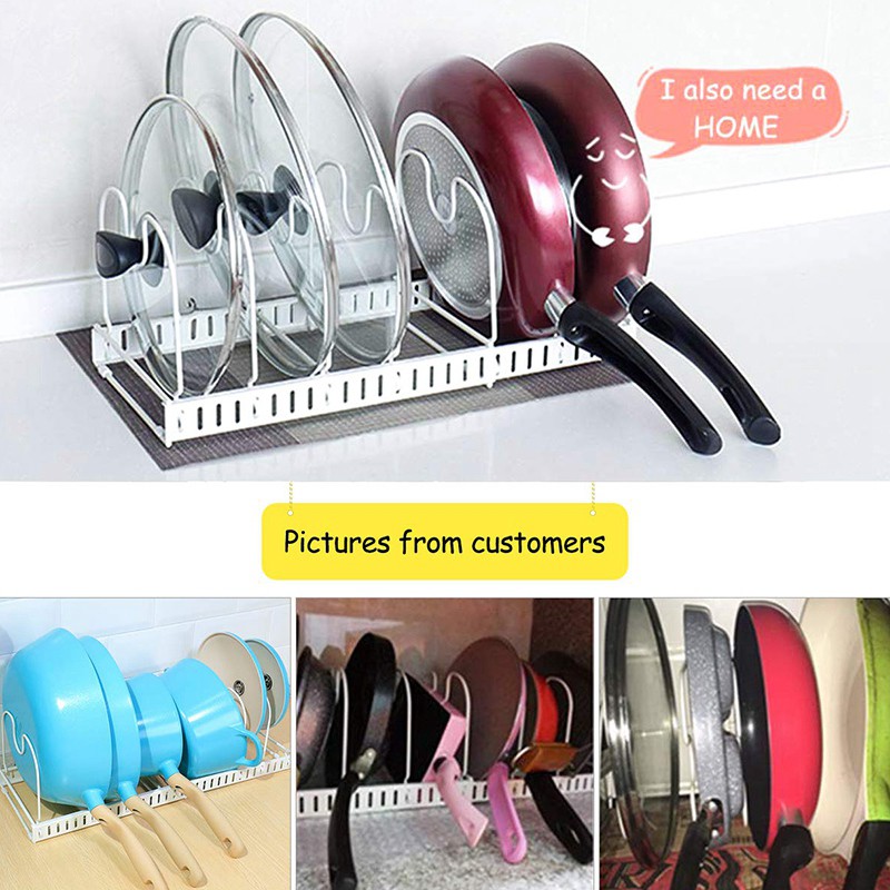Expandable Pots Organizer Holds 7 Pans Lids to Keep Cupboards Tidy