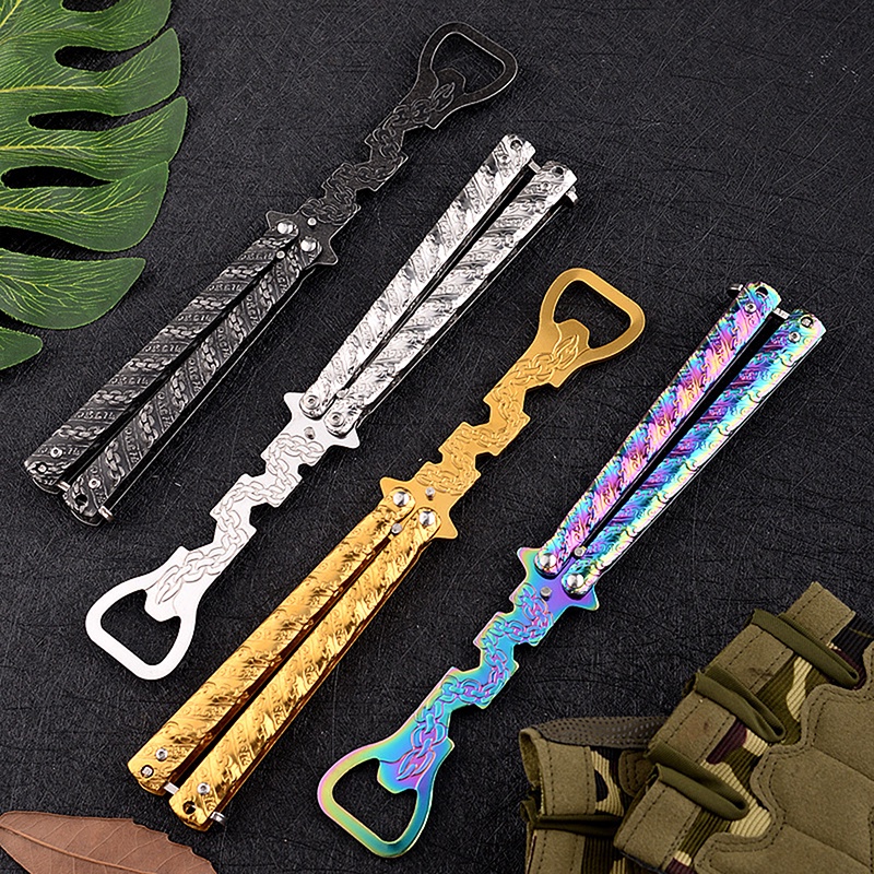 ผีเสื้อFoldable Butterfly Knife Trainer Stainless Steel Cutter Practice Training Butterfly Knife