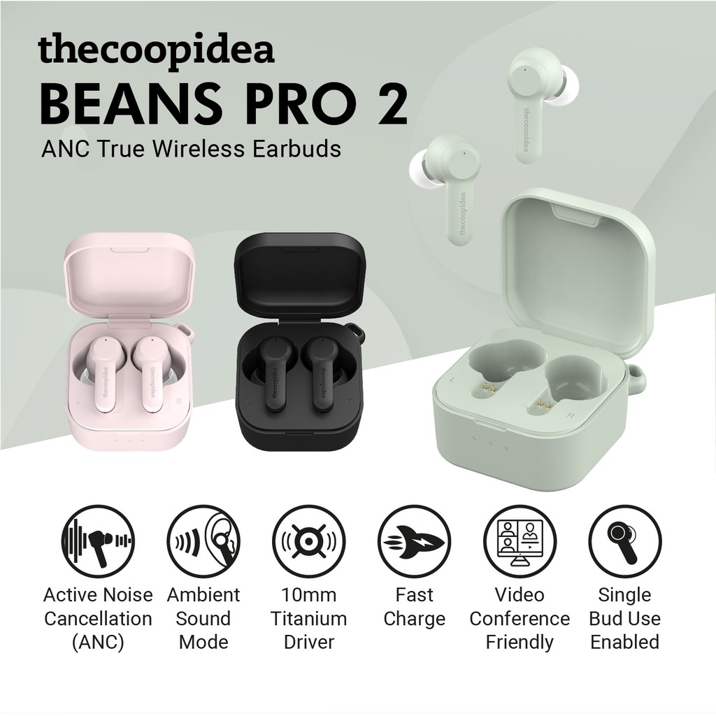 thecoopidea BEANS PRO 2 ANC True Wireless Earbuds IPX5 Water