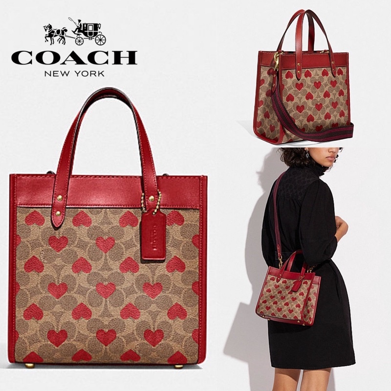 Coach Shop COACH C8391 FIELD TOTE 22 IN SIGNATURE CANVAS WITH HEART PRINT