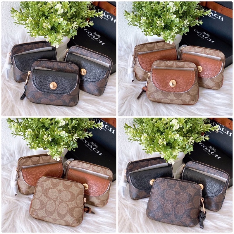 พร้อมส่งแท้💯🇺🇸COACH PENNIE CARD CASE IN SIGNATURE CANVAS C0209