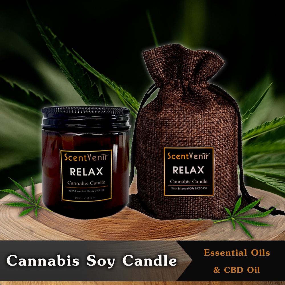 เทียนหอมไขถั่วเหลือง อโรม่า กลิ่นกัญชา Cannabis Soy Candle ผสม น้ำมัน
