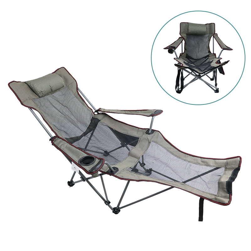 แบบพกพา扶椅Outdoor Folding Chair Adjustable Back Long Chair Caming
