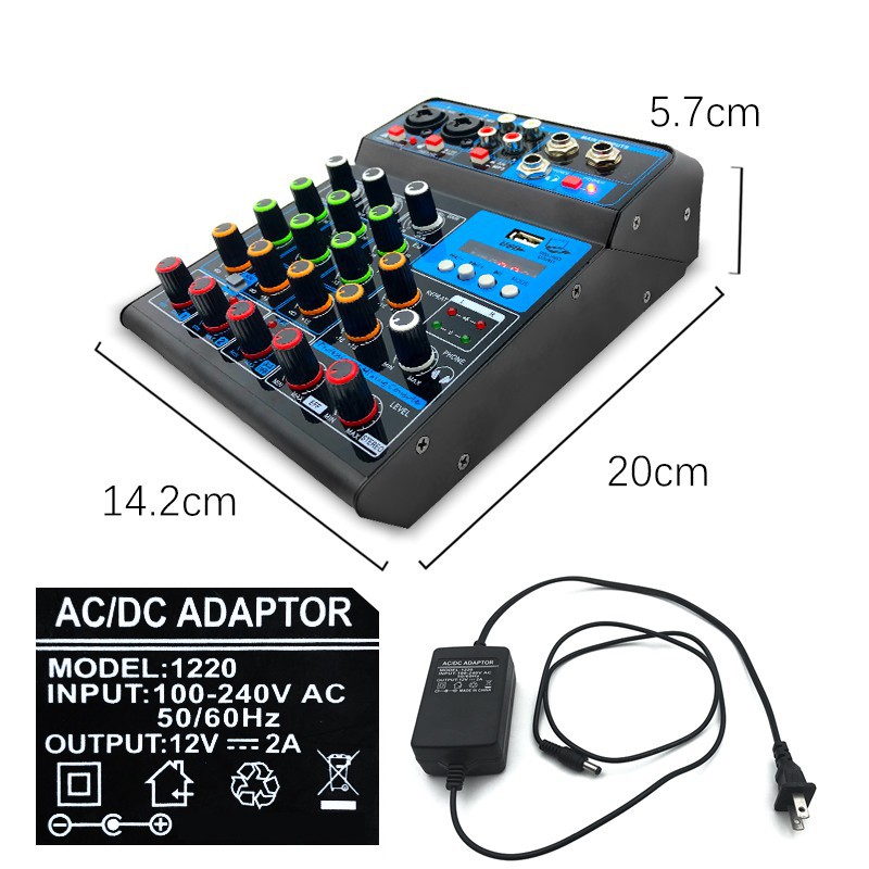 OP4BLUE Audio Mixer 4 Channels Mini Musical Multifunctional PC