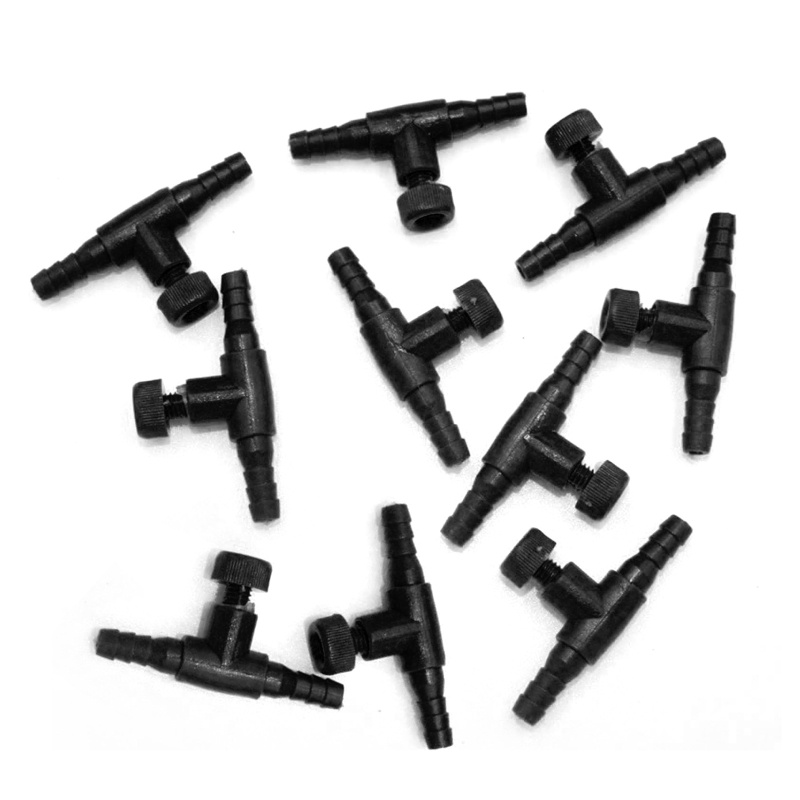 10 Pcs T Shaped Aquarium Air Pump Control Valve Tee Connector Aeration