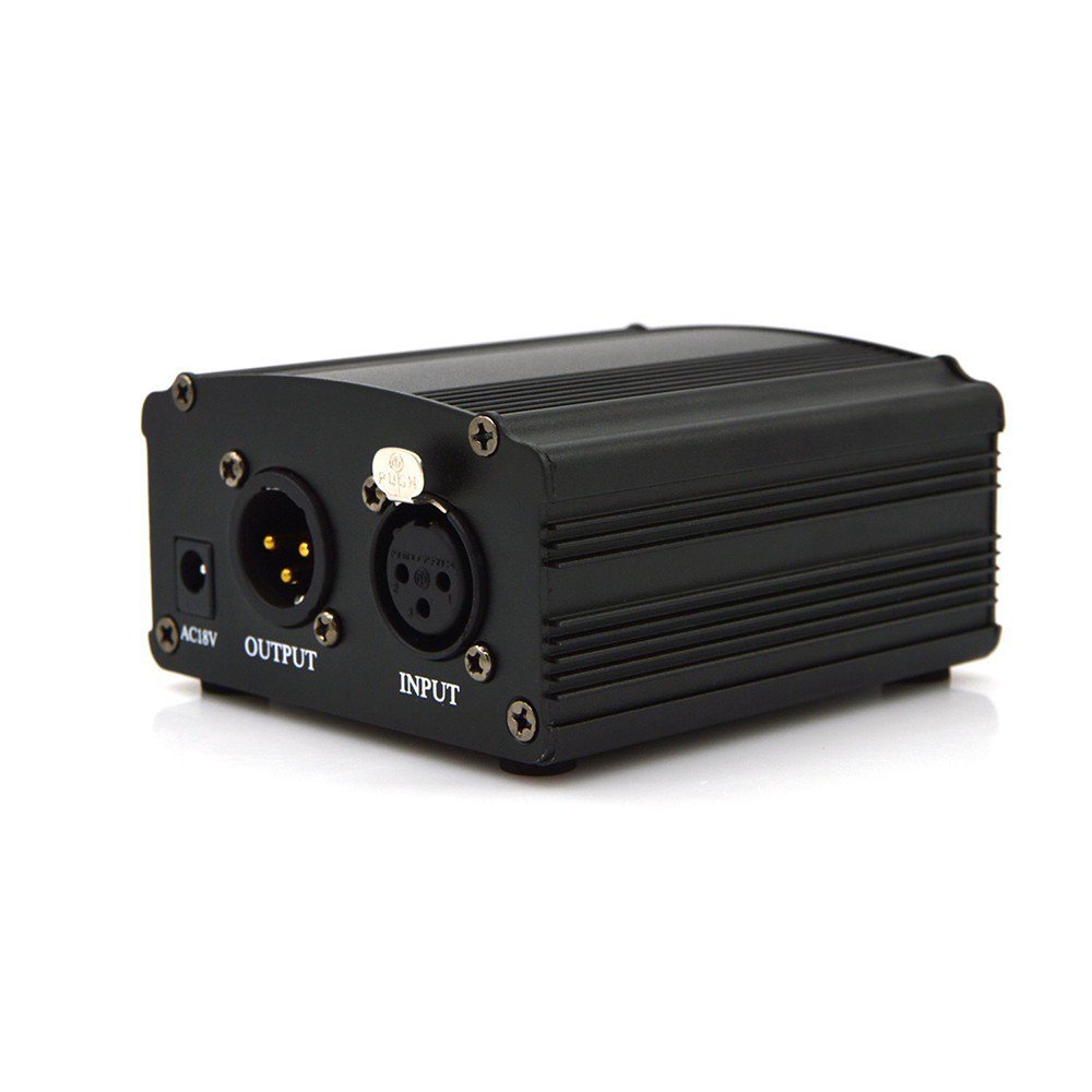 48V phantom microphone power supply w/ professional microphone adapter