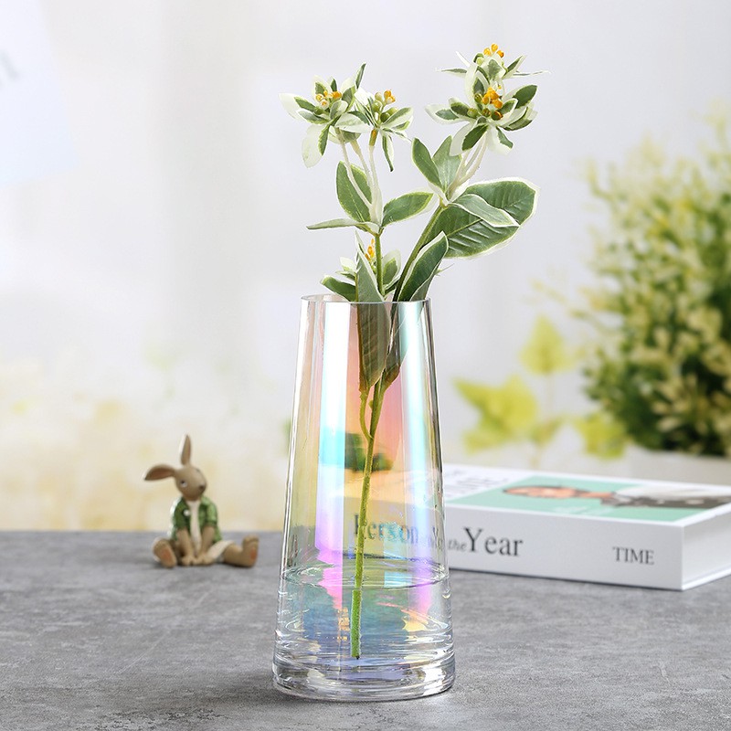 Glass vase flower arrangement beautiful home decor, glass flower vase