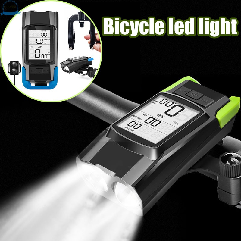 Qswba 3in1 Bicycle Stopwatch with Horn Light USB Rechargeable Bicycle