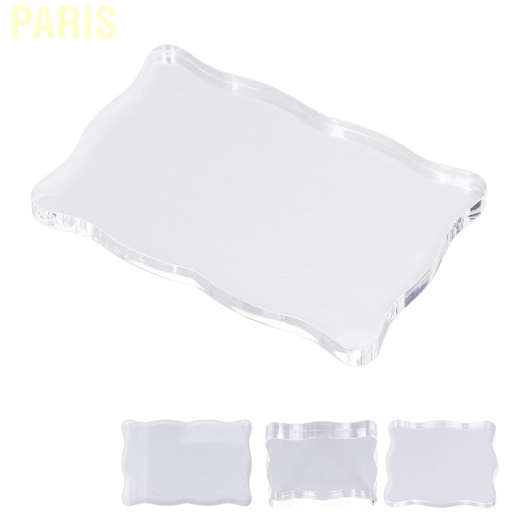 Paris Acrylic Stamp Block Handle Curved DIY Craft Rubber Transparent