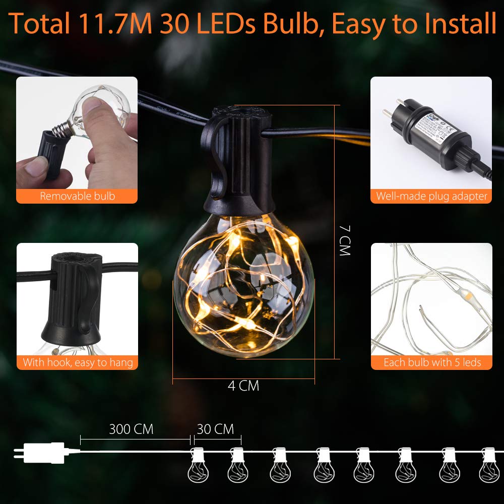การจัดส่งที่รวดเร็วOutdoor G40 Led String Lights 7.6M 25PCS Copper wire