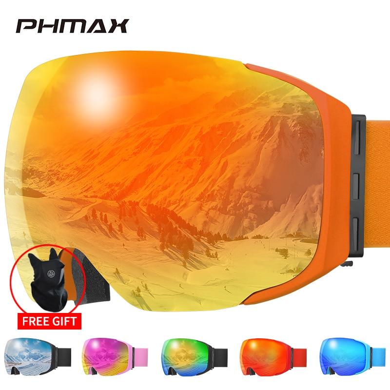 PHMAX Men Ski Goggles Winter AntiUV Snowboard Goggles Anti