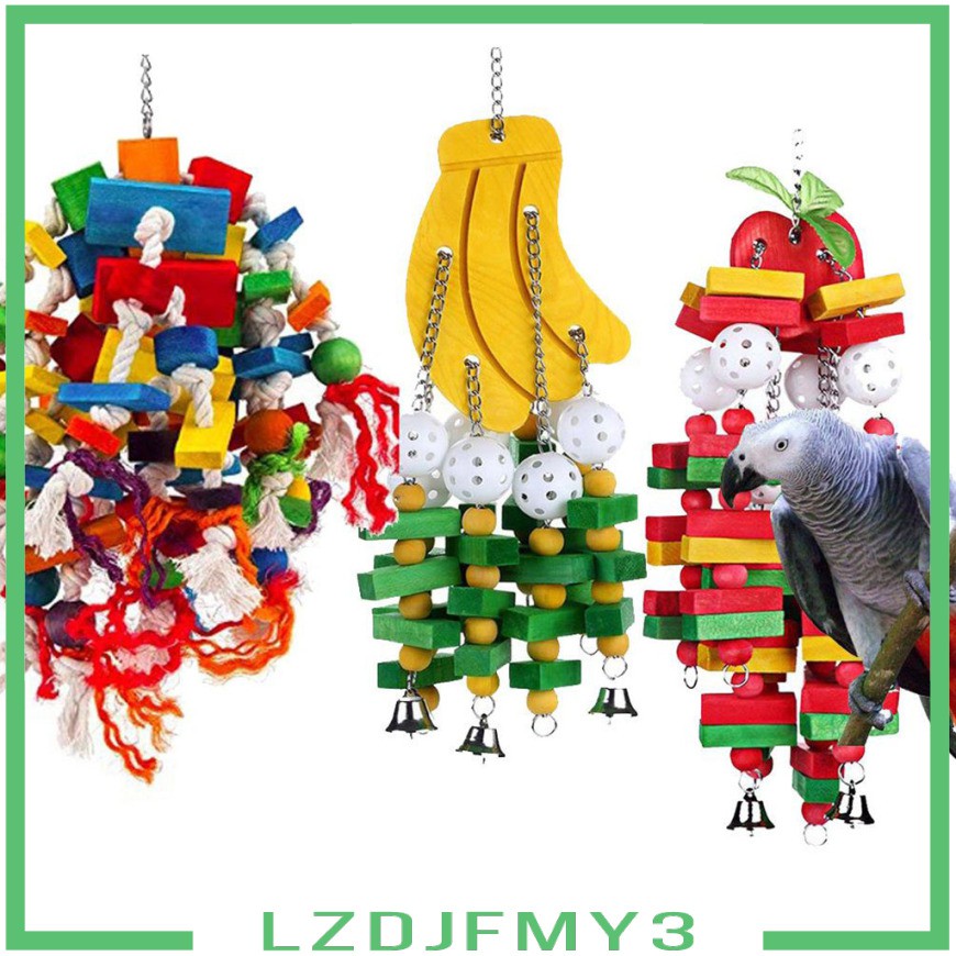 Pet home Bird Chewing Toy Parrot Cage Bite Toys Wooden Block Bird Parrot Toys lzdjfmy3.th