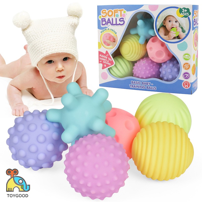 Children Rubber Ball Soft Textured Stress Ball Toy Capsule Baby Tactile