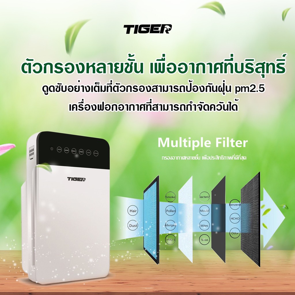 พร้อมส่ง Tiger Air Purifierเครื่องฟอกอากาศ เครื่องกรองอากาศ กำจัดมลพิษ
