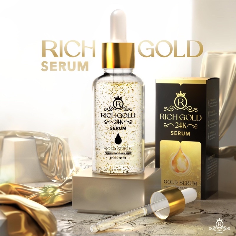 RICH GOLD SERUM จำนวน 3 ขวดขนาด 30 ml.เซรั่มบำรุงผิวหน้าผสมทองคำและ