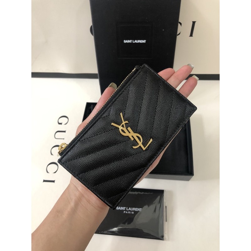 ysl card holder flap with zip ของแท้ 100 ค่ะ ไม่ขายของปลอมค่ะ Shopee