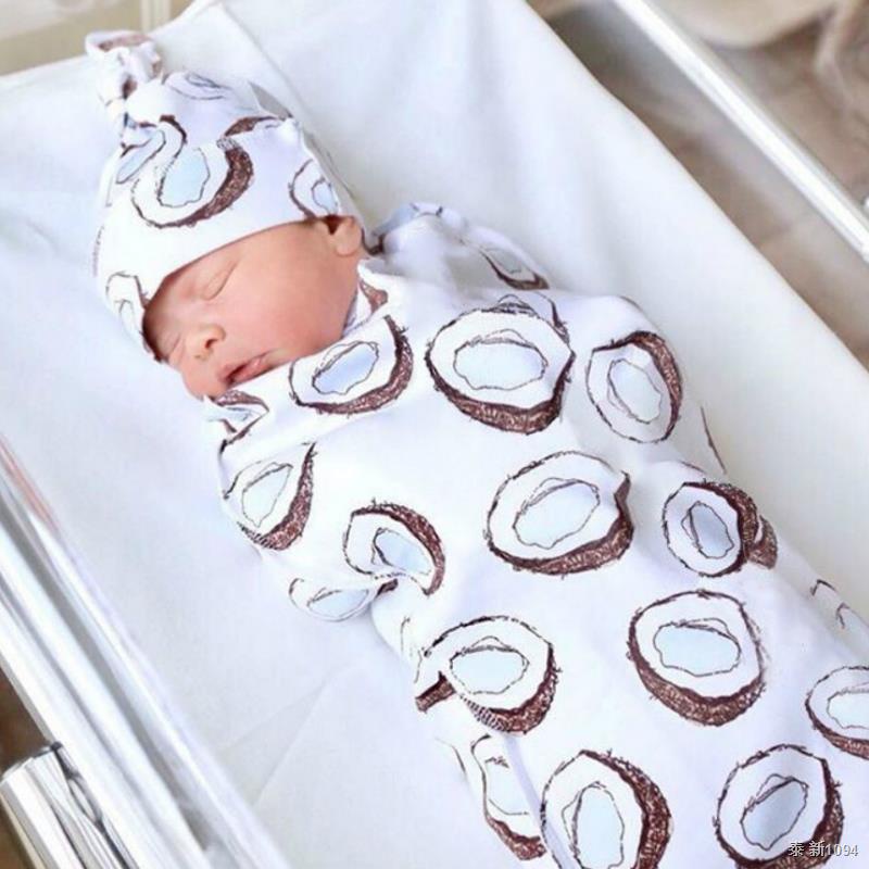 Happy Flute Newborn Swaddle Cocoon Wrap +Hat Baby Receiving Blanket