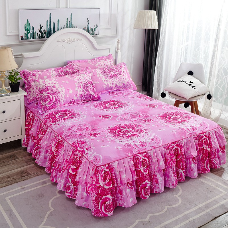 2021new☍HighQuality (Bedskirts+Two Pillowcase) 3 IN Soft Cadar