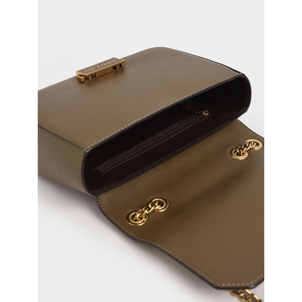 Charles and Keith CK280670824 Double Chain Link Crossbody Bag Female Small Sling Bag