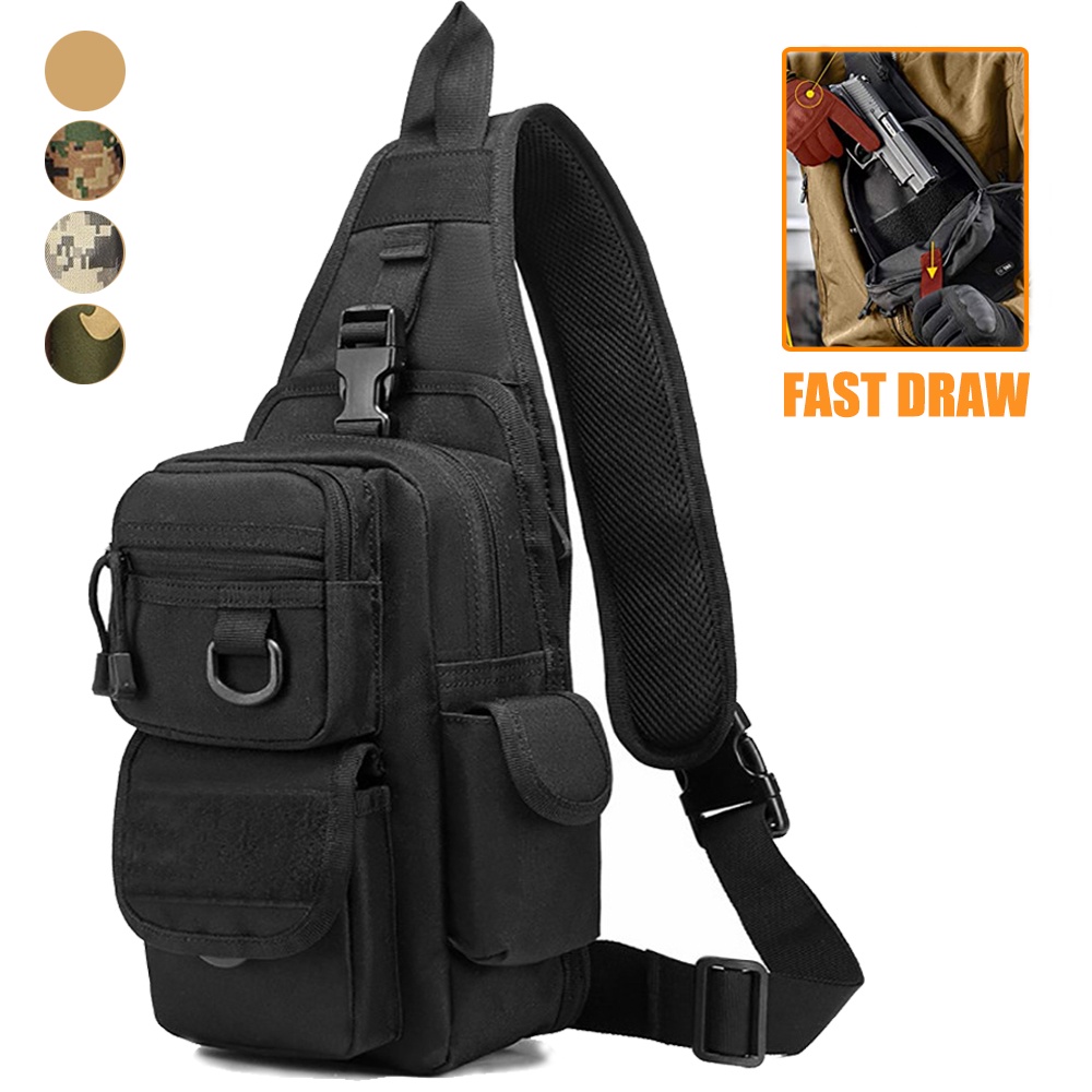 Tactical Chest Bag Concealed Carry Pistol Handgun Pouch Military Shoulder Bag Hunting Airsoft