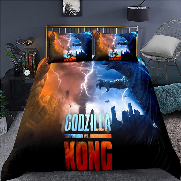 Godzilla vs Kong 3IN1 Bedsheet Set Single/Double Size Bed Sheet Gojira