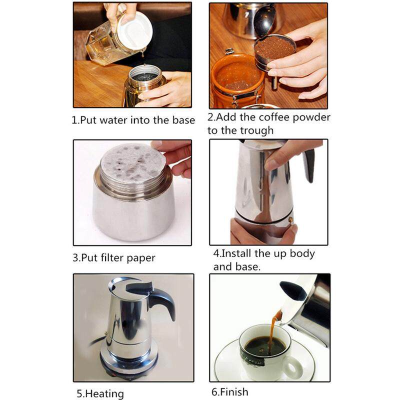 9ถ้วยสแตนเลสเครื่องชงเอสเพรสโซ่หม้อกาแฟโมก้า300 200 Stovetop Percolator