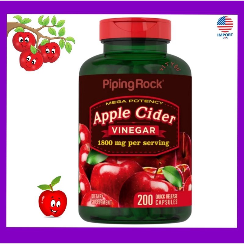 แท้ พร้อมส่งLotใหม่ล่าสุด Apple Cider Vinegar 1800 mg (per serving) 200