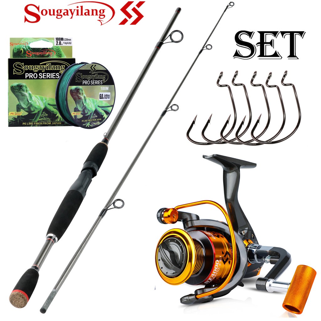 Sougayilang 1.8m Spinning Fishing Rod and Reel Set 1000200030004000
