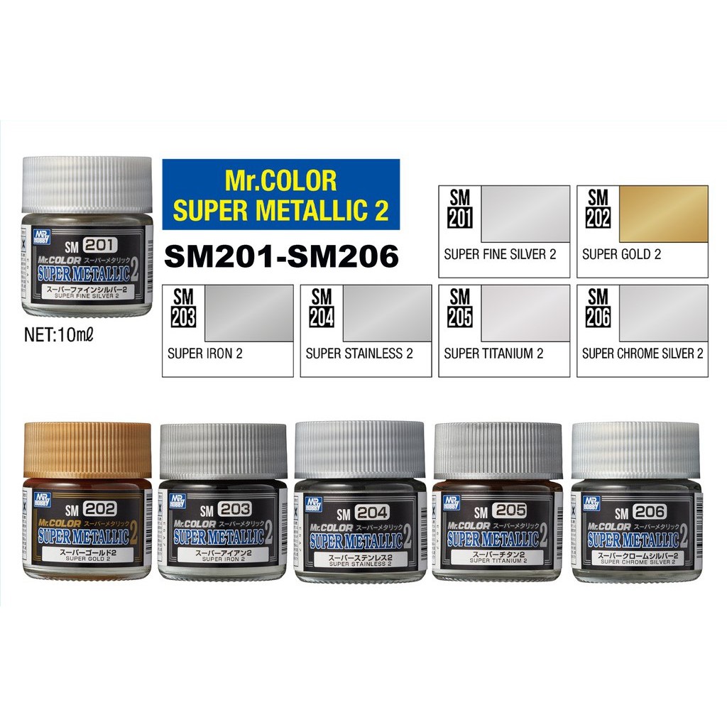 Mr Color Super Metallic 2 Mr Hobby 10ml SM201 SM206 Model Kit Gunpla