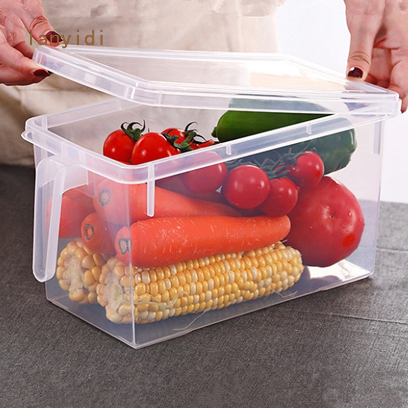 Plastic Storage Container with Lids Handle Fridge Storage Clear Food