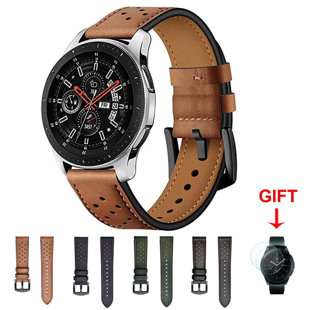 22mm Leather Strap WristBand Genuine Leather Bracelet for Samsung Gear