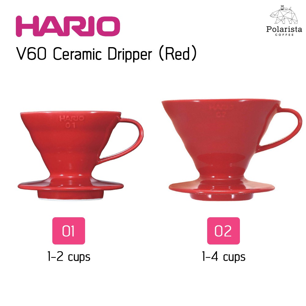 Hario V60 Ceramic Dripper ดริปเปอร์ กรวยดริปกาแฟ เซรามิก สีแดง ขนาด 01/
