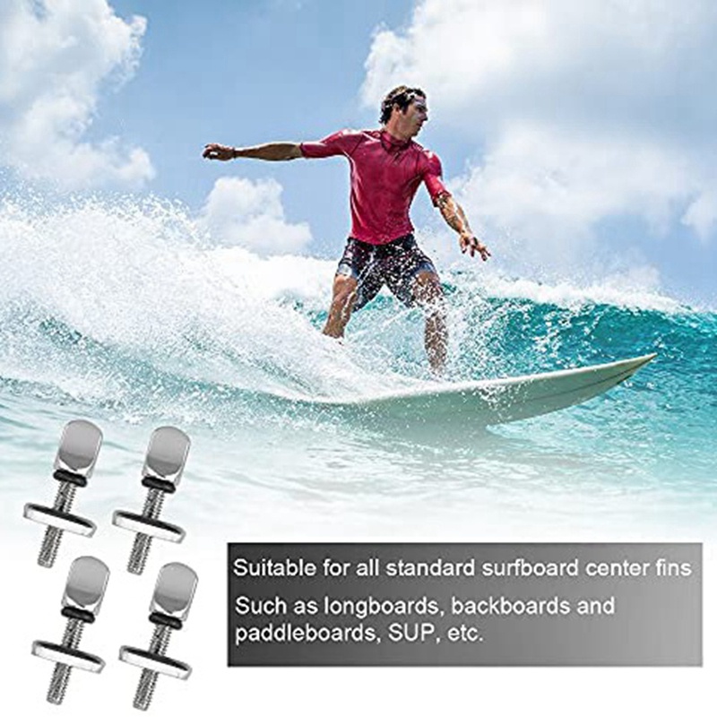 Set of 4 Surfboard Screw Fin Screws Stainless Steel Paddle Board Ready