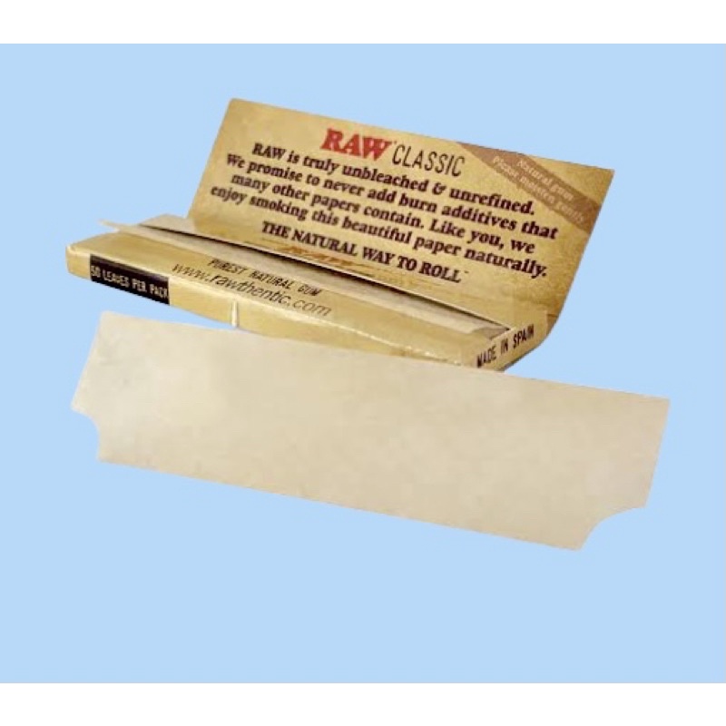 Raw classic cut single wide กระดาษม้วนแบบตัดมุม 70 mm. 50แผ่น