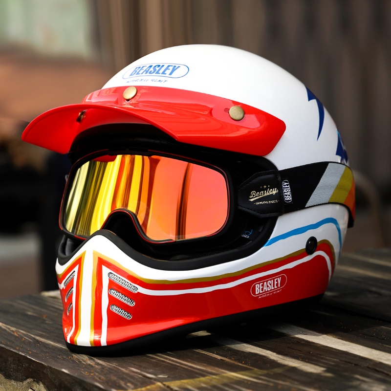 BEASLEY Bisley หมวกกันน็อคย้อนยุค Harley มอเตอร์ไซค์แว่นตาแว่นตาครึ่ง