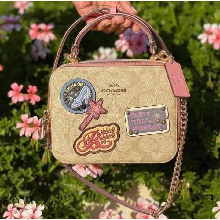 COACH DISNEY X COACH BOX CROSSBODY IN SIGNATURE CANVAS WITH PATCHES (COACH C1434) nara