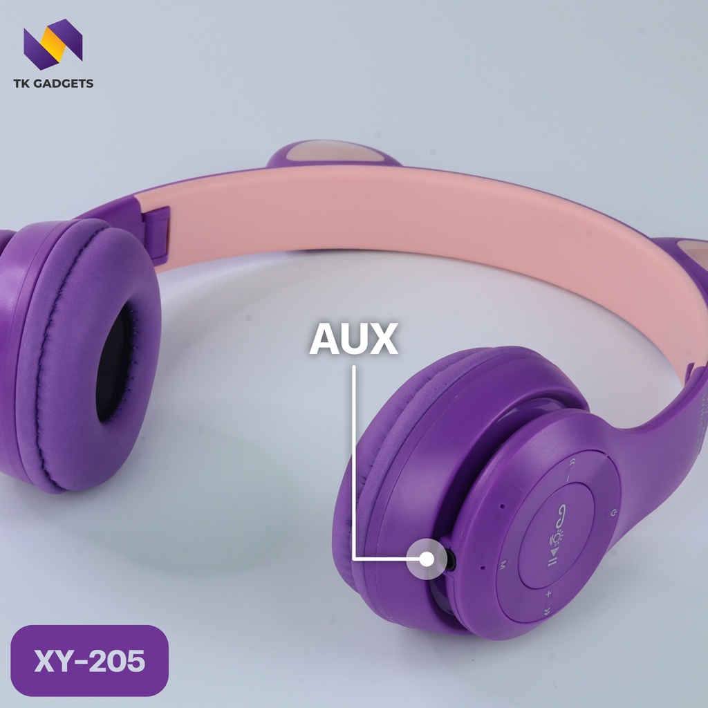 หูฟังครอบหู wireless headphone cat ear XY205 BASS HIFI มีไมค์ต่อคอมได้