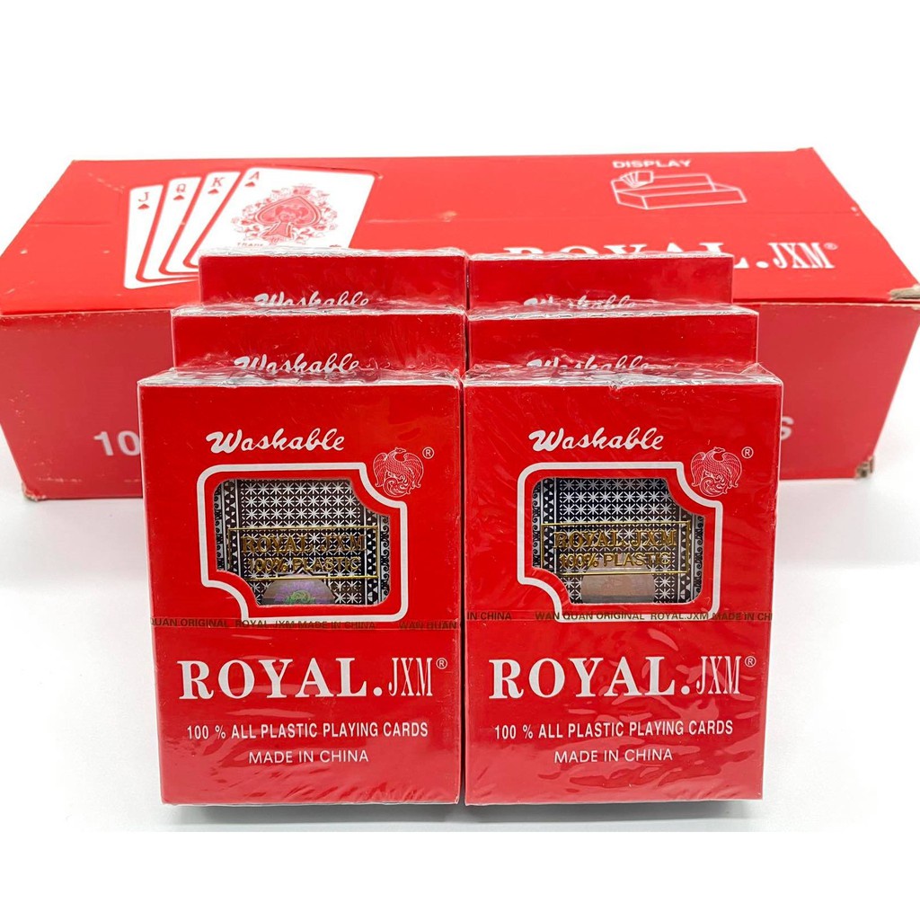 ∋12 ตลับ ไพ่โป๊กเกอร์ ไพ่กล่องดำ Royal.jxm พลาสติก คุณภาพเกรด A ไม่มี