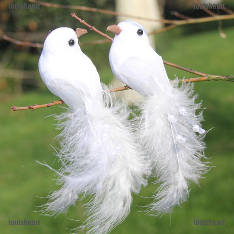 NEW 1Pcs Birds Simulation Artificial Feather Doves Feather Park Mall Ornament louisheart.th