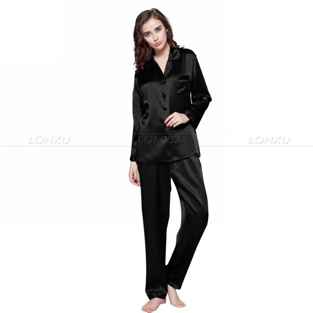 Hot StockWomens Silk Satin Pajamas Set Pajama Pyjamas Set Sleepwear