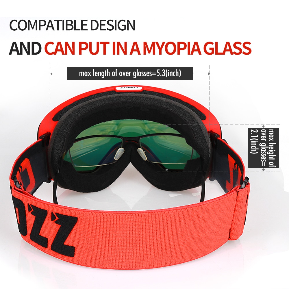 COPOZZ Dualuse lenses Ski Goggles with 2 in 1 Lens Antifog