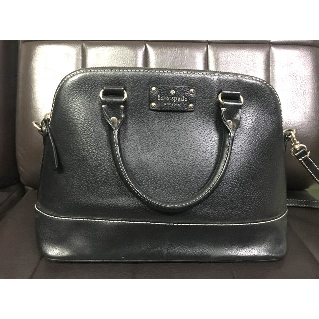 กระเป๋า Kate Spade หนังแท้ สีดำ ทรงโดม 12นิ้ว Shopee Thailand