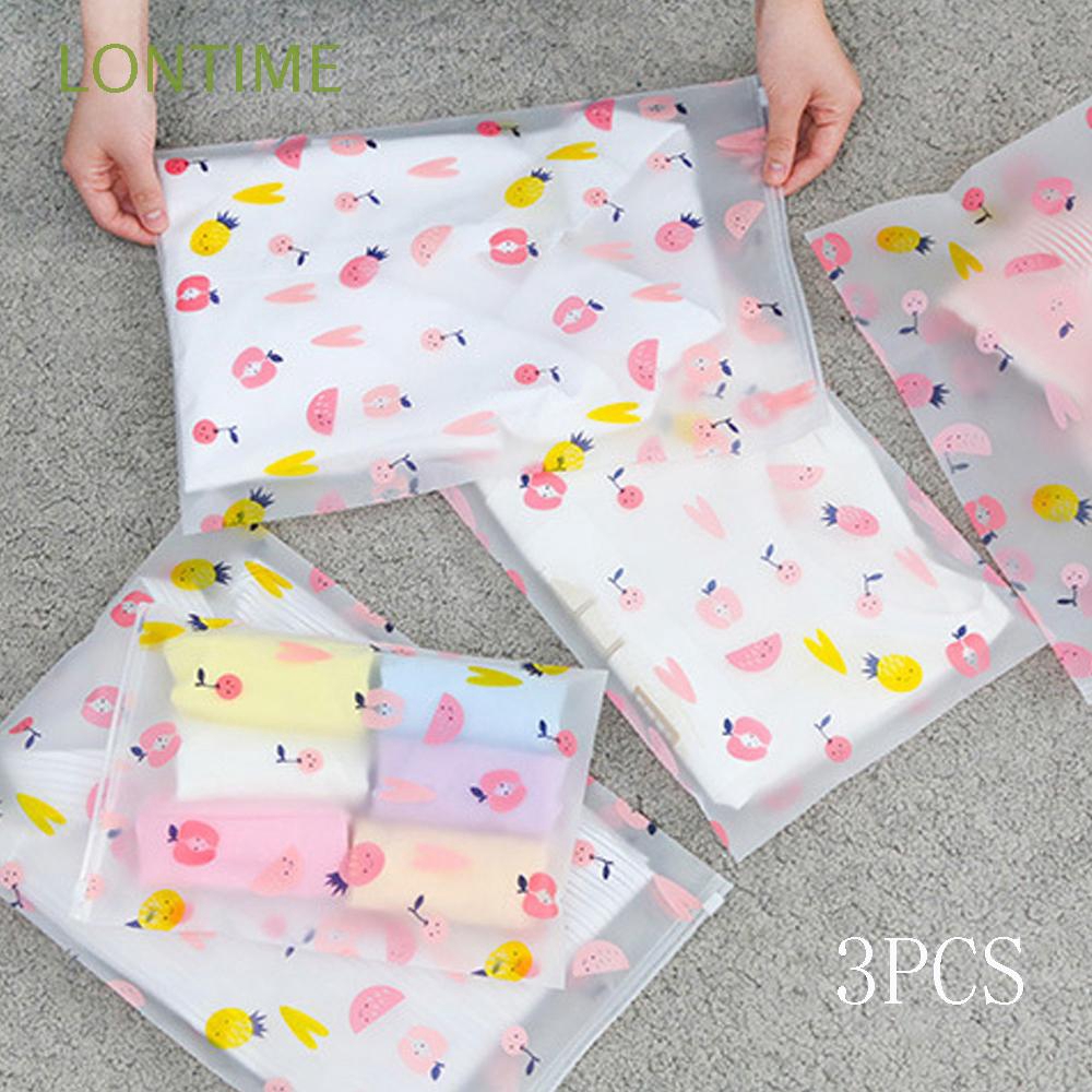 LONTIME 3pcs Waterproof Zip Storage Bags Clear Seal Travel Pouches